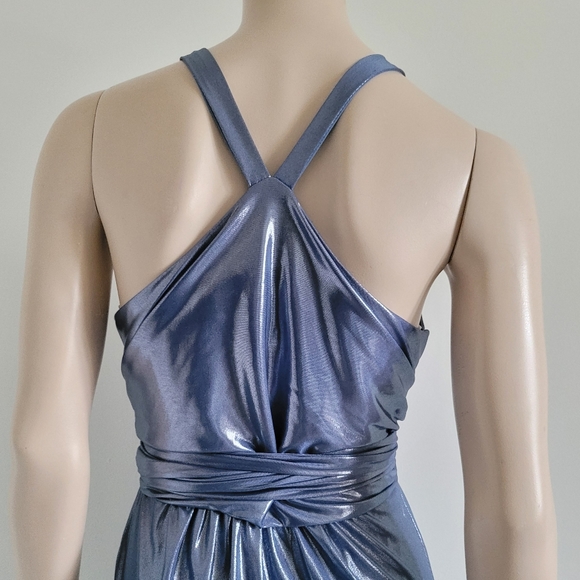 Halston Heritage | Sleeveless High-Neck Metallic Jersey Gown - Picture 11 of 16